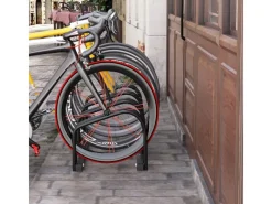 HOMCOM Fahrräder|Fahrradständer Wetterfest Boden- Wandmontage Stahl Schwarz 110x33x27cm