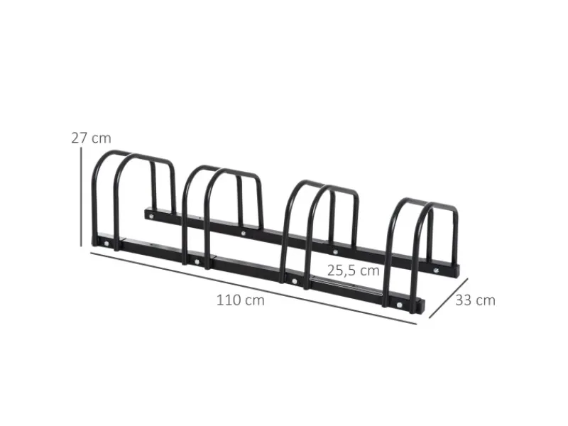 HOMCOM Fahrräder|Fahrradständer Wetterfest Boden- Wandmontage Stahl Schwarz 110x33x27cm