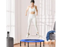 HOMCOM Trampoline|Fitness Trampolin Stahl Kunststoff Blau+Schwarz 91 x 22,5H cm