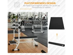 HOMCOM Fitnessgeräte|Fitnessgeräte Bodenschutzmatte PVC Schwarz 180L x 90B x 0,6H cm