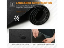HOMCOM Fitnessgeräte|Fitnessgeräte Bodenschutzmatte PVC Schwarz 180L x 90B x 0,6H cm