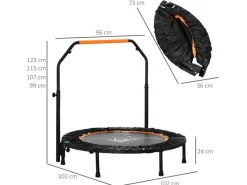 Fitness-Trampolin Stahl Kunststoff Schwarz Orange Ø102 x 99-123H cm*HOMCOM Online