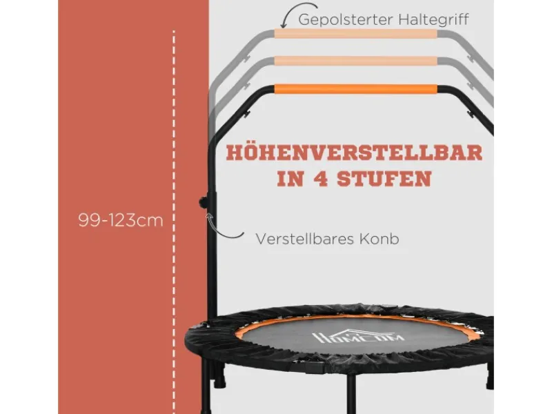Fitness-Trampolin Stahl Kunststoff Schwarz Orange Ø102 x 99-123H cm*HOMCOM Online