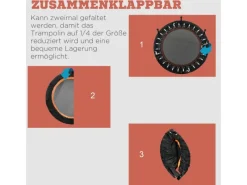 Fitness-Trampolin Stahl Kunststoff Schwarz Orange Ø102 x 99-123H cm*HOMCOM Online