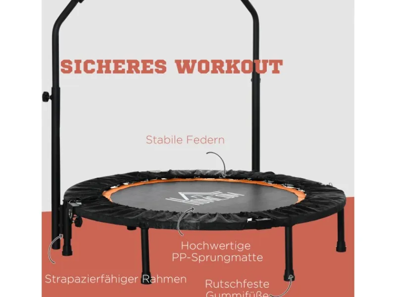 Fitness-Trampolin Stahl Kunststoff Schwarz Orange Ø102 x 99-123H cm*HOMCOM Online