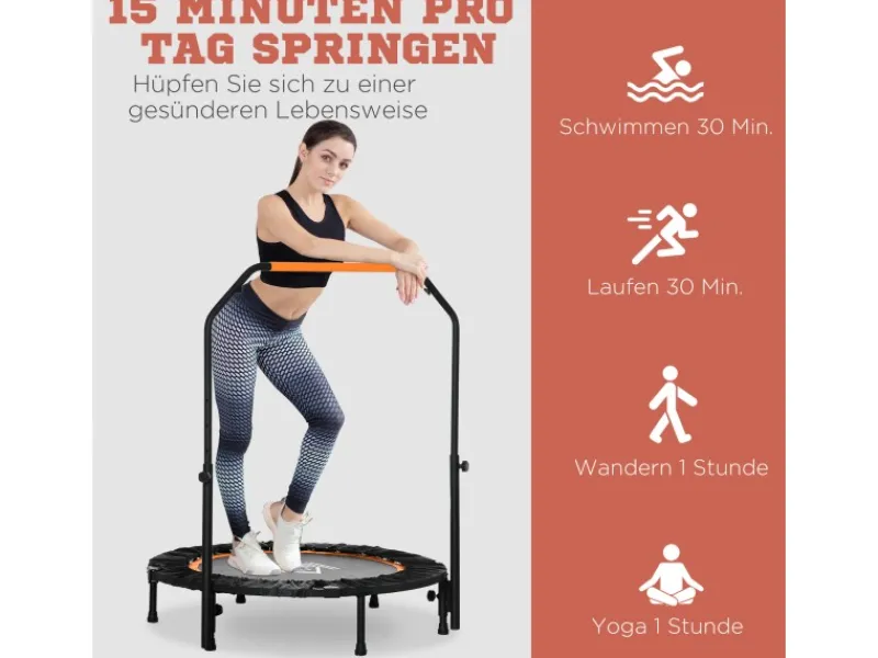 Fitness-Trampolin Stahl Kunststoff Schwarz Orange Ø102 x 99-123H cm*HOMCOM Online