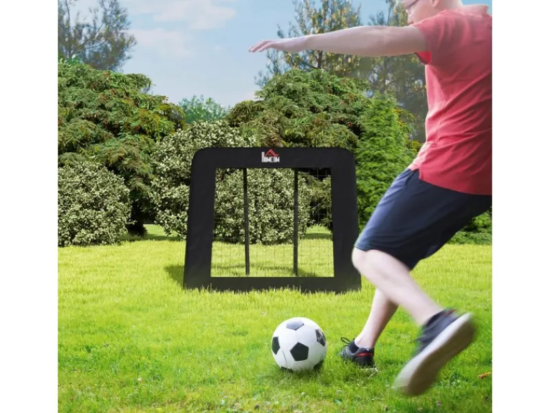 HOMCOM Fitnessgeräte|Fußball Rebounder Metall PE Polyester Schwarz 128L x 118B x 120H cm