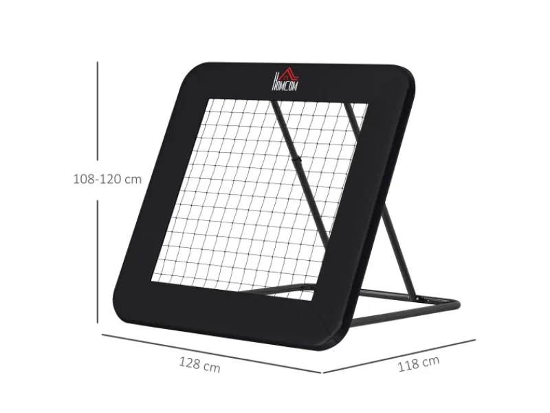 HOMCOM Fitnessgeräte|Fußball Rebounder Metall PE Polyester Schwarz 128L x 118B x 120H cm
