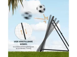 HOMCOM Fitnessgeräte|Fußball Rebounder Metall PE Polyester Schwarz 128L x 118B x 120H cm