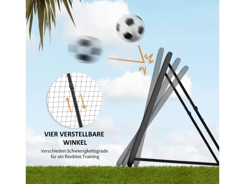 HOMCOM Fitnessgeräte|Fußball Rebounder Metall PE Polyester Schwarz 128L x 118B x 120H cm