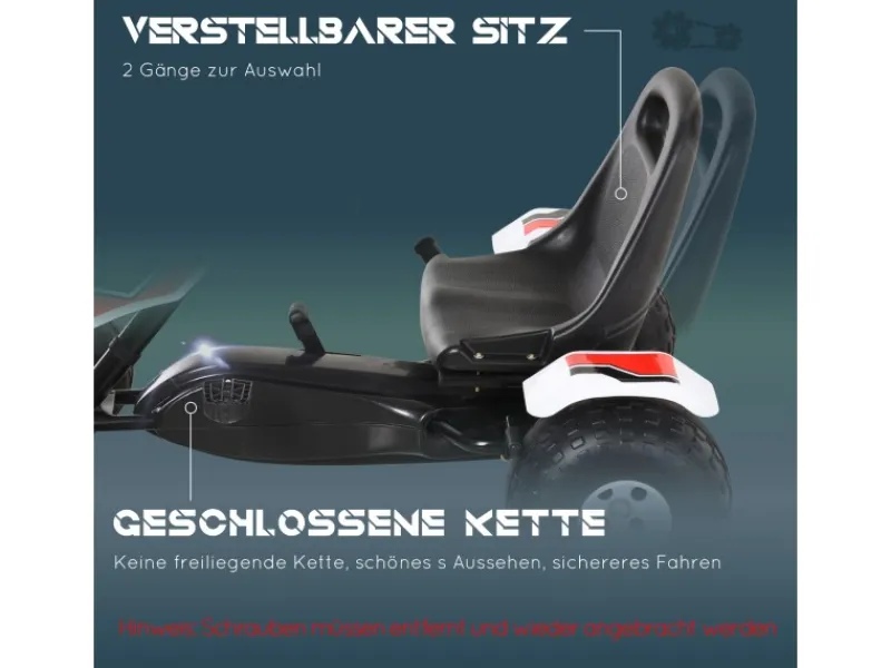 HOMCOM Outdoor-Spielzeug|Quads|Go Kart Kinderfahrzeug mit Pedal Bremsen Sitz