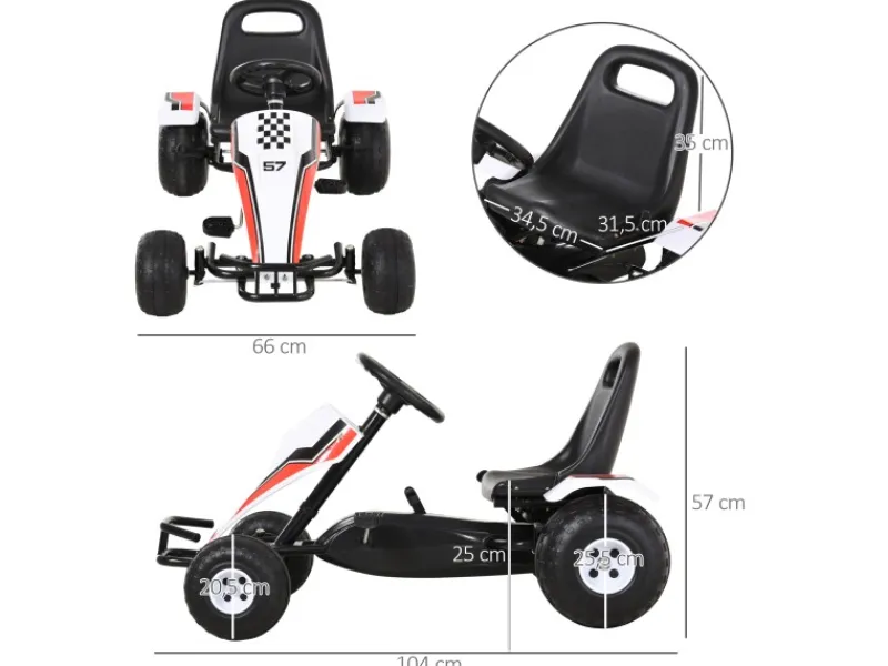 HOMCOM Outdoor-Spielzeug|Quads|Go Kart Kinderfahrzeug mit Pedal Bremsen Sitz