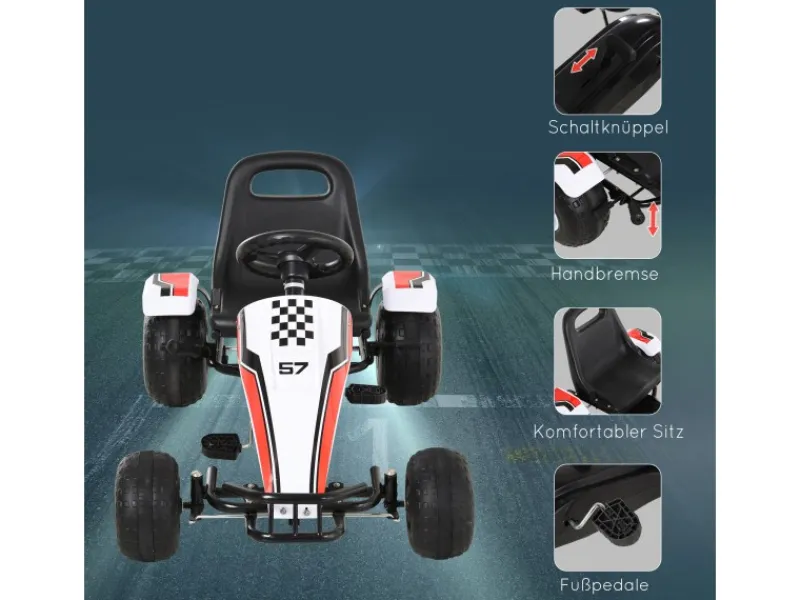 HOMCOM Outdoor-Spielzeug|Quads|Go Kart Kinderfahrzeug mit Pedal Bremsen Sitz