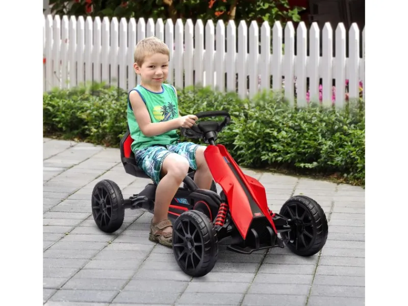 HOMCOM Outdoor-Spielzeug|Quads|Gokart Kinderfahrzeug mit Verstellbarem Sitz Handbremse