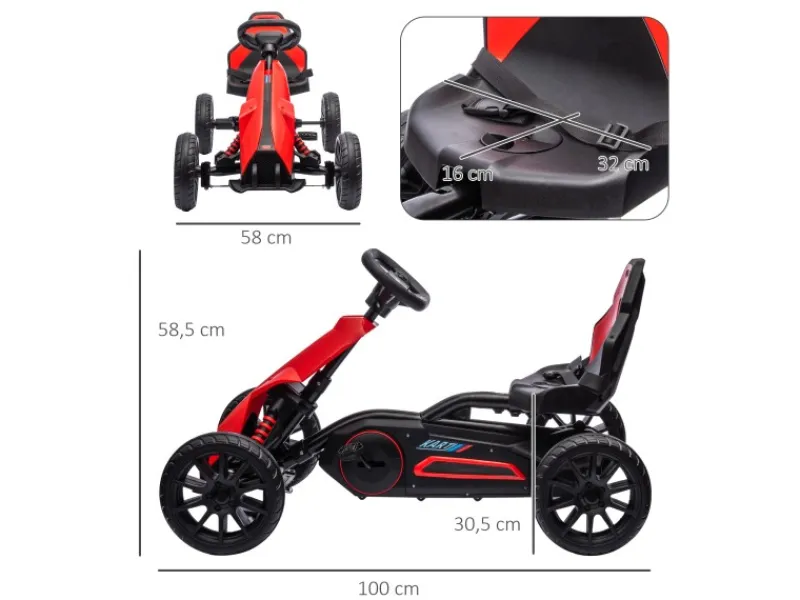 HOMCOM Outdoor-Spielzeug|Quads|Gokart Kinderfahrzeug mit Verstellbarem Sitz Handbremse