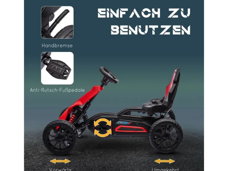 HOMCOM Outdoor-Spielzeug|Quads|Gokart Kinderfahrzeug mit Verstellbarem Sitz Handbremse