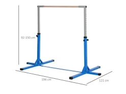 HOMCOM Fitnessgeräte|Gymnastik Turnreck 13-Stufige Höhenverstellbar Stahl Buchenholz Blau