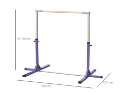 Gymnastik-Turnreck  Stahl Buchenholz Violett 194B x 121T x 92-150H cm*HOMCOM Clearance