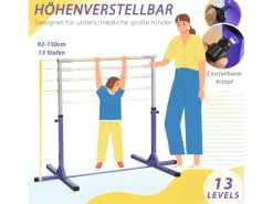 Gymnastik-Turnreck  Stahl Buchenholz Violett 194B x 121T x 92-150H cm*HOMCOM Clearance