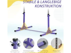 Gymnastik-Turnreck  Stahl Buchenholz Violett 194B x 121T x 92-150H cm*HOMCOM Clearance
