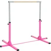 Gymnastik-Turnreck  Stahl Buchenholz Rosa 194B x 121T x 92-150H cm*HOMCOM