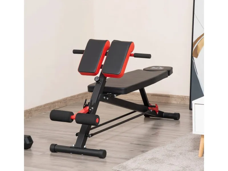 Hantelbank Bauchtrainer Verstellbar Stahl Schwarz 64 x 146 x 73,5-85 cm*HOMCOM Discount