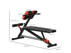 Hantelbank Bauchtrainer Verstellbar Stahl Schwarz 64 x 146 x 73,5-85 cm*HOMCOM Discount