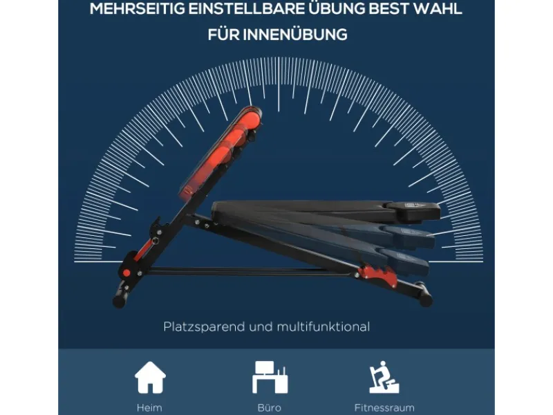 Hantelbank Bauchtrainer Verstellbar Stahl Schwarz 64 x 146 x 73,5-85 cm*HOMCOM Discount