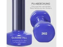 HOMCOM Fitnessgeräte|Hantelset Gusseisen PU Kunststoff Mulitifarbe 41L x 30B x 8H cm