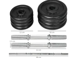 Hantel-Set Verstellbare Dumbbellset Eisen Schwarz 95L x 16B x 16H cm*HOMCOM New