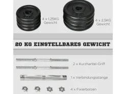 Hantel-Set Verstellbare Dumbbellset Eisen Schwarz 95L x 16B x 16H cm*HOMCOM New
