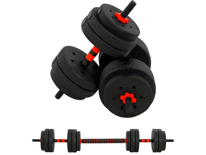 HOMCOM Fitnessgeräte|Hantelset Verstellbare Kurzhantel Metall HDPE Sand Schwarz Ø21x50 cm