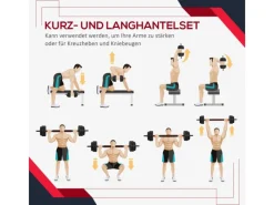 HOMCOM Fitnessgeräte|Hantelset Verstellbare Kurzhantel Metall HDPE Sand Schwarz Ø21x50 cm