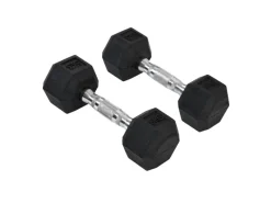 Hexagon Gummi-Hantel Griff Gerändelt Gewichte Metall Gummi Schwarz 2x5Kg*HOMCOM Online