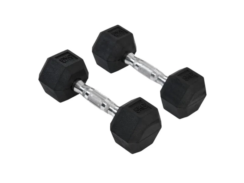 Hexagon Gummi-Hantel Griff Gerändelt Gewichte Metall Gummi Schwarz 2x5Kg*HOMCOM Online