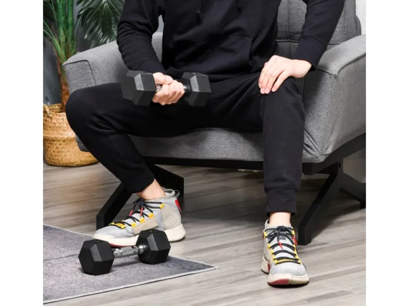 Hexagon Gummi-Hantel Griff Gerändelt Gewichte Metall Gummi Schwarz 2x5Kg*HOMCOM Online