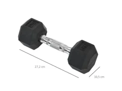 Hexagon Gummi-Hantel Griff Gerändelt Gewichte Metall Gummi Schwarz 2x5Kg*HOMCOM Online