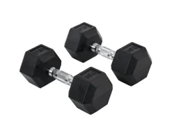 HOMCOM Fitnessgeräte|Hexagon Gummi-Hantel Griff Gerändelt Gewichte Metall Gummi Schwarz 2x10Kg