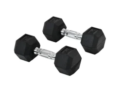 Hexagon Gummi-Hantel Griff Gerändelt Gewichte Metall Gummi Schwarz 2x6Kg*HOMCOM New