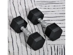 Hexagon Gummi-Hantel Griff Gerändelt Gewichte Metall Gummi Schwarz 2x6Kg*HOMCOM New