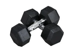 HOMCOM Fitnessgeräte|Hexagon Gummi-Hantel Griff Gerändelt Gewichte Metall Gummi Schwarz 2x8Kg
