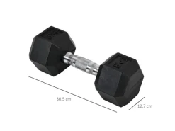 HOMCOM Fitnessgeräte|Hexagon Gummi-Hantel Griff Gerändelt Gewichte Metall Gummi Schwarz 2x8Kg