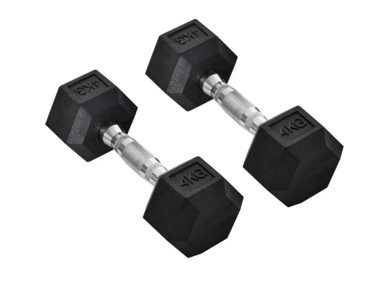Hexagon Kurzhantel Griff Gerändelt Gewichte Metall Gummi Schwarz 2 x 4 KG*HOMCOM Discount