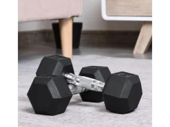 Hexagon Kurzhantel Griff Gerändelt Gewichte Metall Gummi Schwarz 2 x 4 KG*HOMCOM Discount