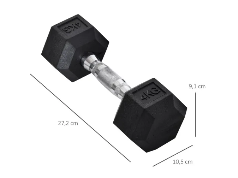 Hexagon Kurzhantel Griff Gerändelt Gewichte Metall Gummi Schwarz 2 x 4 KG*HOMCOM Discount