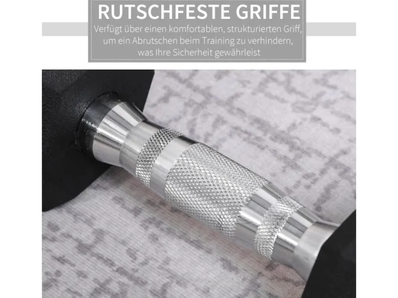 Hexagon Kurzhantel Griff Gerändelt Gewichte Metall Gummi Schwarz 2 x 4 KG*HOMCOM Discount