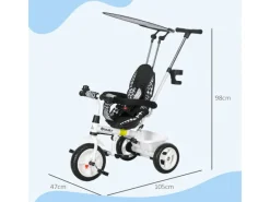 6-in-1 Dreirad mit Schubstange Abnehmbarem Sonnendach Verstellbar*HOMCOM Clearance