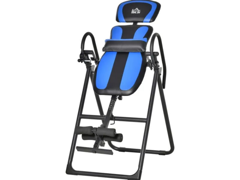 HOMCOM Fitnessgeräte|Inversionsbank Klappbar ABS Metall 132 x 71 x 145 cm Schwarz Blau