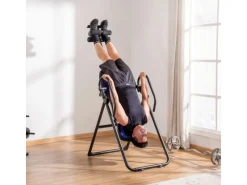 HOMCOM Fitnessgeräte|Inversionsbank Klappbar ABS Metall 132 x 71 x 145 cm Schwarz Blau