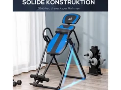 HOMCOM Fitnessgeräte|Inversionsbank Klappbar ABS Metall 132 x 71 x 145 cm Schwarz Blau